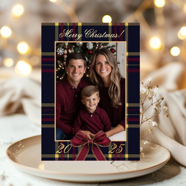 Invitation En Aluminium Merry Christmas family Photo Plaid Christmas (Créateur téléchargé)