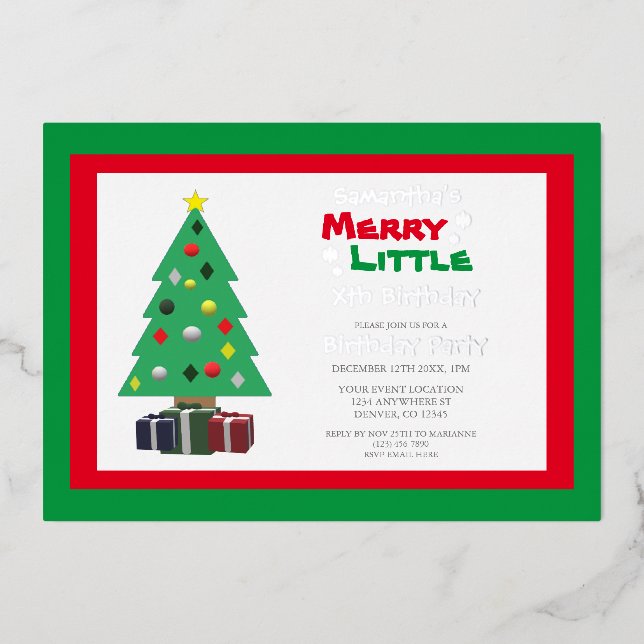 Invitation En Aluminium Merry Little Birthday (Recto)