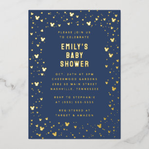 Invitation En Aluminium Mickey Mouse Gold Confetti Boy Baby shower