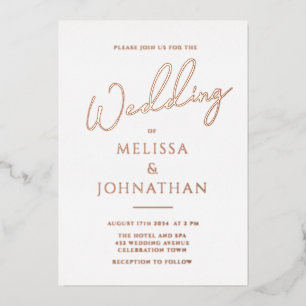 Invitation En Aluminium Mini Rose Gold Foil Script Mariage élégant