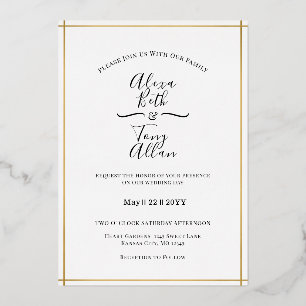 Invitation En Aluminium MInimal Classic Custom Gold Foil