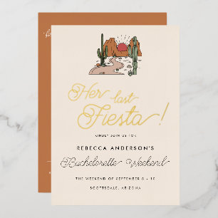 Invitation En Aluminium Minimal Desert Fiesta Bachelorette Weekend Gold