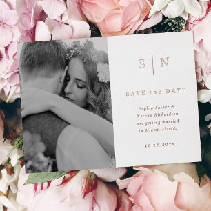 Invitation En Aluminium Minimal et chic Photo Enregistrer la date Rose G