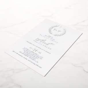 Invitation En Aluminium Minimal Feuille Mariage Monogramme Feuille d'Or