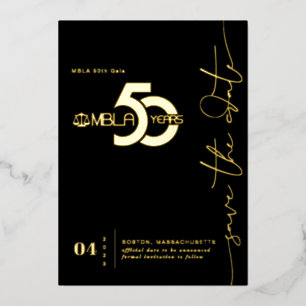 Invitation En Aluminium Minimal moderne   50e gala Sauvez la date