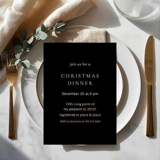 Invitation En Aluminium Minimalist Gold Foil Christmas Dinner (Créateur téléchargé)