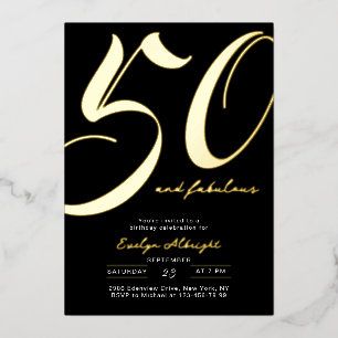 Invitation En Aluminium Minimaliste Cinquante ans et Fantastique Fête d'an