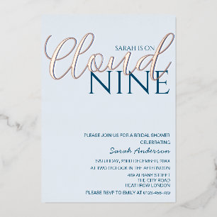 Invitation En Aluminium Minimaliste Cloud neuf Fête des mariées Rose or