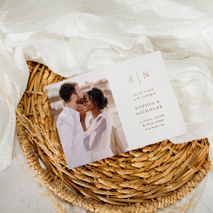 Invitation En Aluminium Minimaliste et Chic Élégant Mariage à Deux Photo