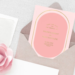 Invitation En Aluminium Minimaliste et Moderne Rose et Or Annonce de Date 