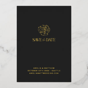 Invitation En Aluminium Minimaliste Floral Black Gold Boho Enregistrer La