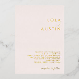 Invitation En Aluminium Minimaliste moderne   Blush Et Gold Mariage Real