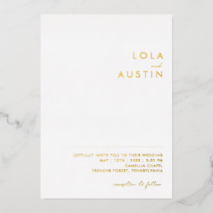 Invitation En Aluminium Minimaliste moderne   Gold Décontracté Mariage Rea