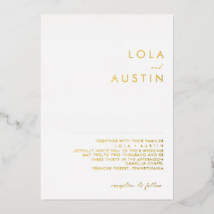 Invitation En Aluminium Minimaliste moderne   Gold Mariage Real