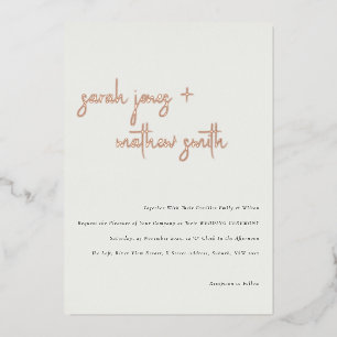 Invitation En Aluminium Minimaliste Moderne Mariage Simple Écriture Noir B