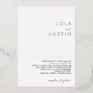 Invitation En Aluminium Minimaliste moderne   Silver Mariage Real
