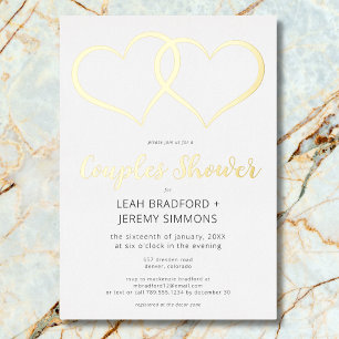 Invitation En Aluminium Minimum Deux Coeurs Noir Blanc Couples Douche