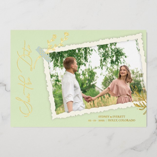 Invitation En Aluminium Mint Romantic Vintage Photo Album Scrapbook (Recto)