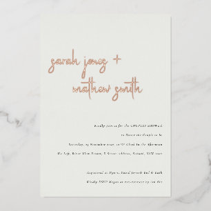 Invitation En Aluminium Minuscule Noir Blanc Script Couples Douche