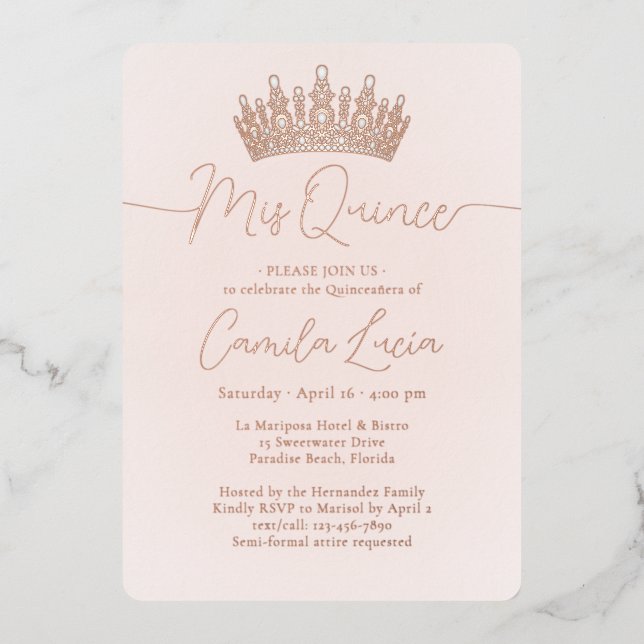 Invitation En Aluminium Mis Quince 3 Photo Collage Quinceañera Couronne Ro (Recto)