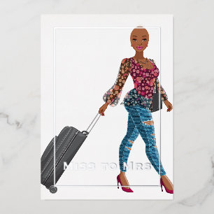Invitation En Aluminium Mlle à Mme Travel Bachelorette Denim Jeans