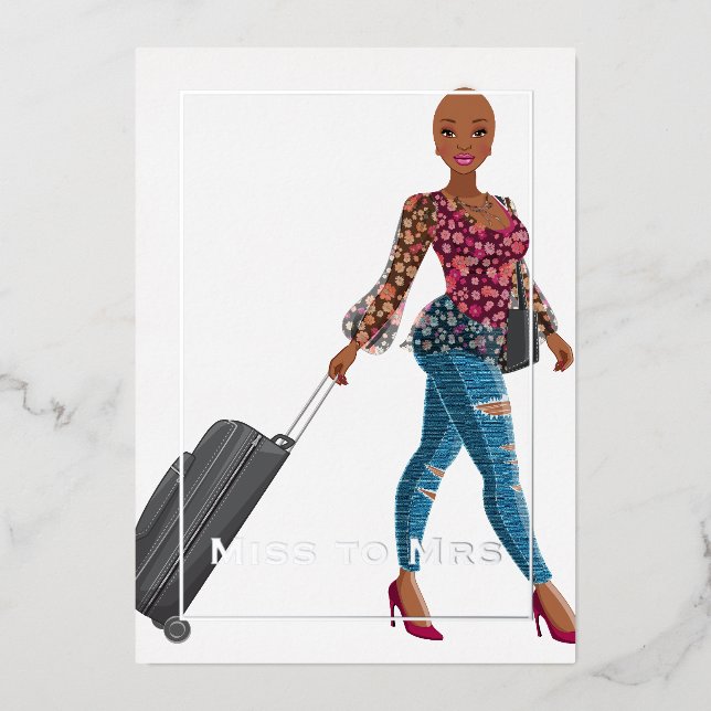 Invitation En Aluminium Mlle à Mme Travel Bachelorette Denim Jeans (Recto)