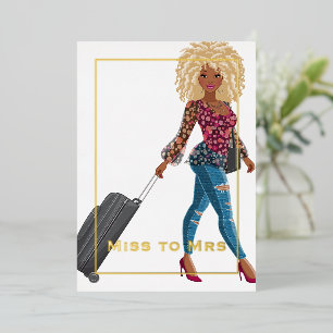 Invitation En Aluminium Mlle à Mme Travel Bachelorette Party Foil Invitat