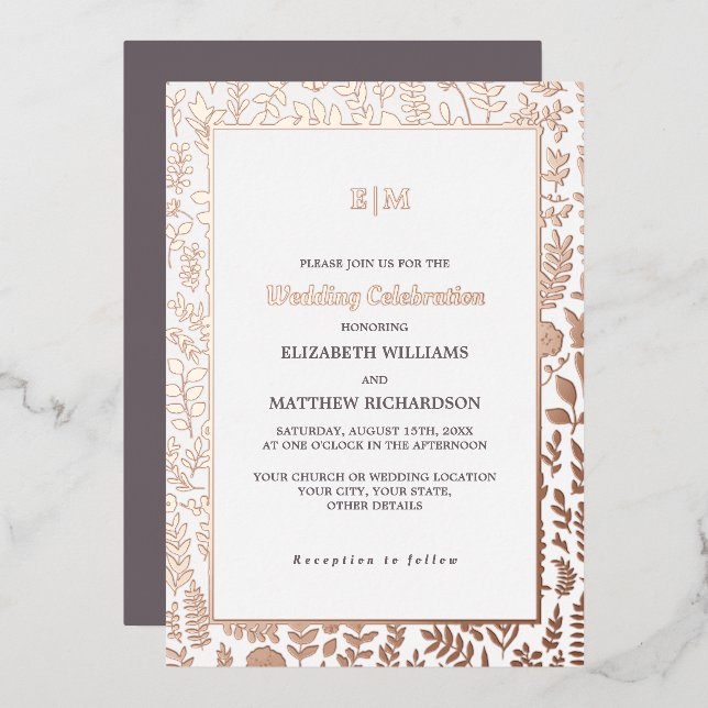 Invitation En Aluminium Mocha foncé | Rose Gold Luxury Mariage (Recto/Verso)