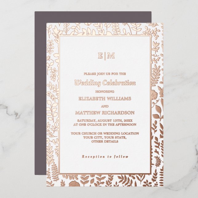 Invitation En Aluminium Mocha foncé | Rose Gold Luxury Mariage Real (Recto/Verso)