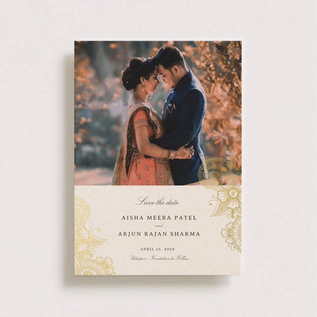 Invitation En Aluminium Mod Mehandi Mariage Enregistrer la date (Créateur téléchargé)
