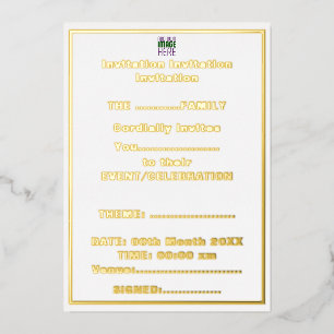 INVITATION EN ALUMINIUM MODELE DE TEXTE D'IMAGE BLANC SIMPLE ÉDITABLE MODE