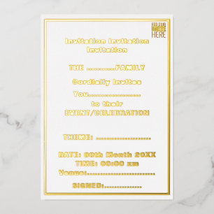 INVITATION EN ALUMINIUM MODELE DE TEXTE D'IMAGE BLANC SIMPLE ÉDITABLE MODE