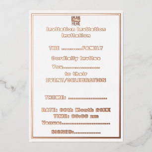 INVITATION EN ALUMINIUM MODÈLE DE TEXTE D'IMAGE BLANCHE SIMPLE MODERNE