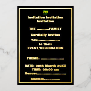 INVITATION EN ALUMINIUM MODÈLE DE TEXTE D'IMAGE NOIRE SIMPLE ET MODERNE