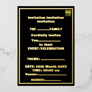 INVITATION EN ALUMINIUM MODELE DE TEXTE D'IMAGE NOIRE SIMPLE ET MODIFIABLE