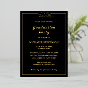 Invitation En Aluminium Modèle d'invitation de remise de diplôme avec feui