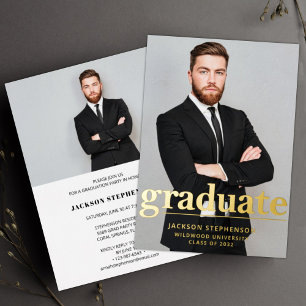 Invitation En Aluminium Modern 2 photo Graduation Party