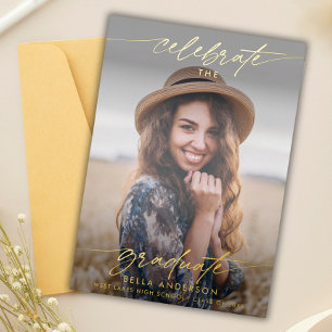 Invitation En Aluminium Modern Celebrate the Graduate Photo Overlay