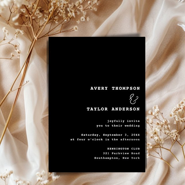 Invitation En Aluminium Modern Chic Black and Silver Wedding (Modern Chic Black and Silver Wedding Foil Invitation)