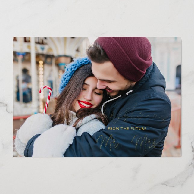 Invitation En Aluminium Modern Elegant Mr & Mrs Christmas Couple Wedding (Recto)