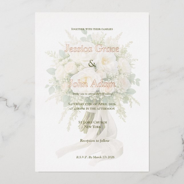 Invitation En Aluminium Modern Elegant Rose  (Recto)