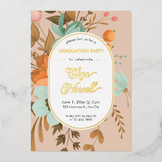 Invitation En Aluminium Modern Floral Graduation Party