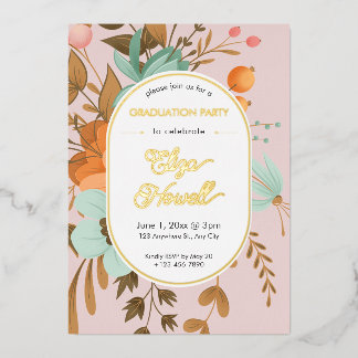 Invitation En Aluminium Modern Floral Graduation Party