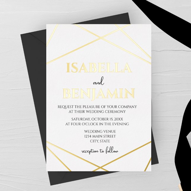 Invitation En Aluminium Modern Geometric Typography Wedding (Créateur téléchargé)