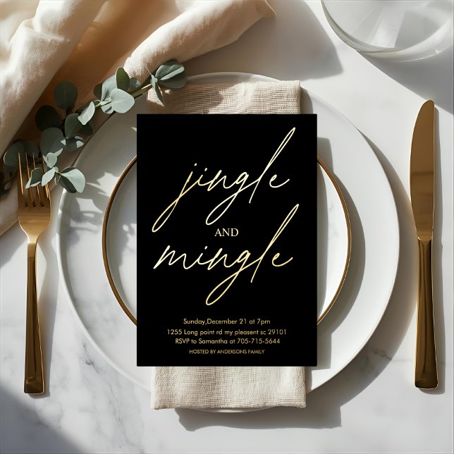 Invitation En Aluminium Modern Jingle and Mingle Gold Foil Christmas Party (Créateur téléchargé)