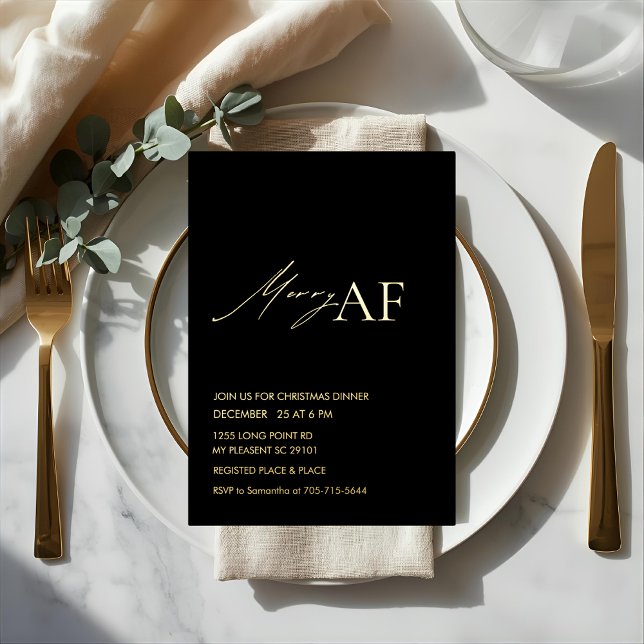 Invitation En Aluminium Modern Merry AF Christmas Party (Créateur téléchargé)