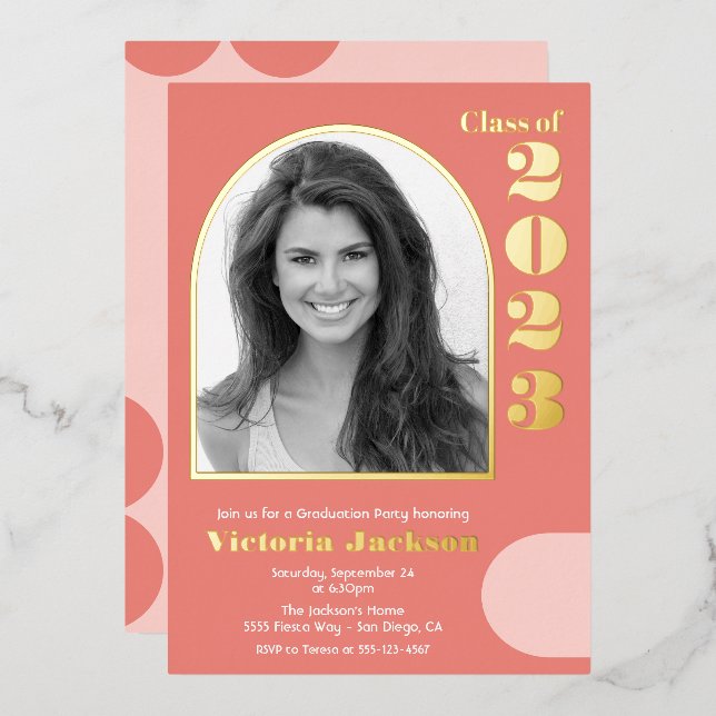 Invitation En Aluminium Modern Mod Arch Photo Graduation Party (Recto/Verso)