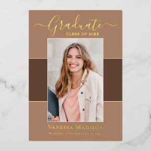 Invitation En Aluminium Moderne 1 Photo de Foil Graduation Announcement