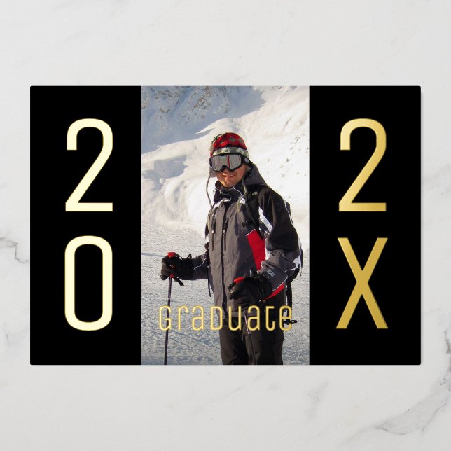 Invitation En Aluminium Moderne 2025 Graduate Photo Graduation Party Gold (Recto)
