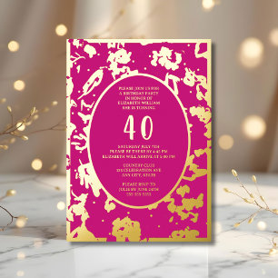 Invitation En Aluminium Moderne Abstrait 40e anniversaire Modèle rose uniq